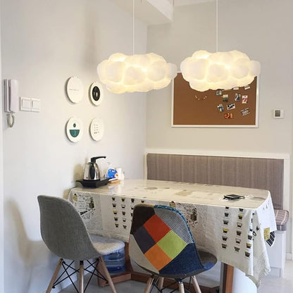 Arturesthome 2-Lights Hanging Cloud Pendant Lighting, Modern Fluffy Cotton Chandelier Ceiling Light Fixture for Children Girls Kids Living Room White-23.6in