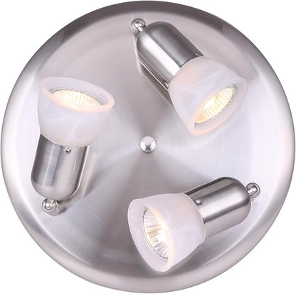 Canarm James 3-Light Ceiling or Wall Fixture, Silver Finish with Alabaster Glass, Modern Rustic Flush Mount Lighting for Bedroom, Hallway or Entryway