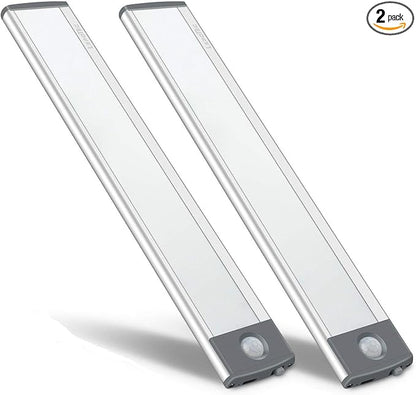 30-LED Motion Sensor Cabinet Light,Magnetic Motion Activated Under Counter Closet Lighting, Wireless USB Rechargeable Kitchen Cupboard Night Lights,Motion Activated Light Bar-2Pack