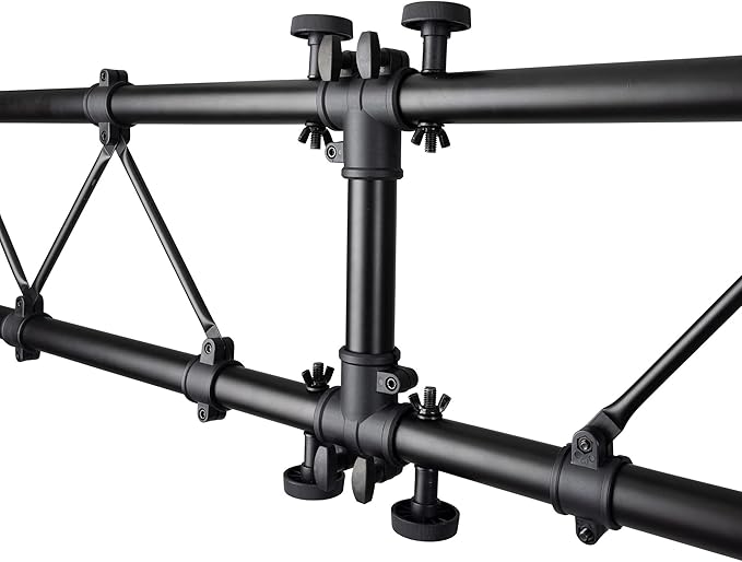 On-Stage LS7730 Lighting Stand with Truss (Folding, Portable PAR Can and LED Light Rig for Theaters, Auditoriums, Concert Halls, Clubs, and Venues, Adjustable Height, Rubber Feet, Metal, Black)