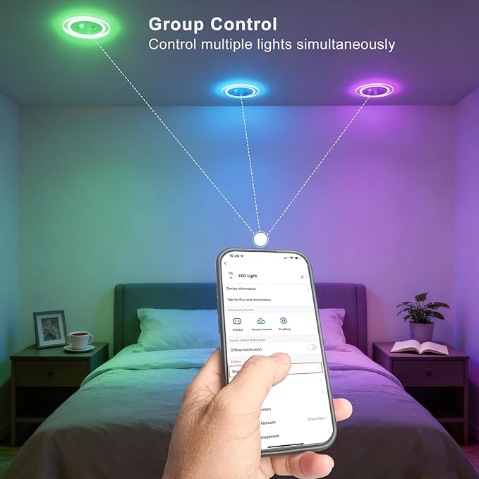 Lightdot 6 Inch Smart Recessed Lighting, 36° Spotlight + RGB Halo Ring, Dual-Zone Control, Full Metal RGBWW Color Changing LED Canless Downlight with Junction Box, Remote&App, 100-277V, 8Pack-ETL