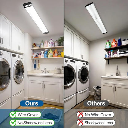 DAKASON 4FT LED Shop Lights for Garage Ceiling with Night Lighting, 48in LED Wraparound Light 75/65/55W 3/4/5000K Selectable, LED Ceiling Light Surface Mount for Office Workshop 4Pack