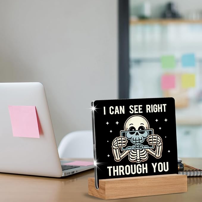 Funny Xray Tech Gifts for Women Men, Radiology Tech Gifts for Xray Tech Nurse MRI, Radiology Gift I Can See Through You Acrylic Plaque Office Desk Decor Sign 4 × 4 Inch