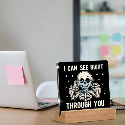 Funny Xray Tech Gifts for Women Men, Radiology Tech Gifts for Xray Tech Nurse MRI, Radiology Gift I Can See Through You Acrylic Plaque Office Desk Decor Sign 4 × 4 Inch