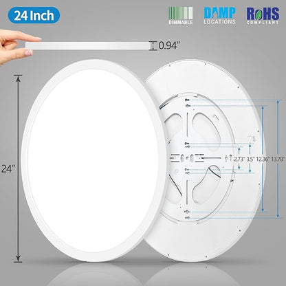mw 4 Pack 24 Inch Flush Mount Ceiling Light, 3360LM, 5CCT 2700K/3000K/3500K/4000K/5000K, Dimmable Ultra Slim Modern LED Ceiling Light, Damp Location for Bedroom, Kitchen, Laundry Room, ETL Listed