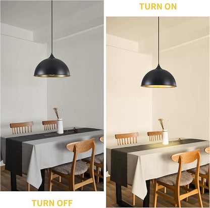 Pendant Lighting for Kitchen Island, 2 Pack 12" Dome Pendant Light Fixtures with Black and Gold Finish Farmhouse Industrial Hanging Pendant Light for Dining Room Restaurant Cafe Entryway
