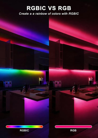 32.8FT Neon Rope Lights,Flexible RGB+IC LED Strip Lights,Remote Control,Multiple Modes,for Living Room,Bedroom,Holiday Decoration