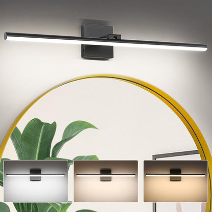 LED Bathroom Vanity Light, Modern Bathroom Light Fixture Over Mirror (3000K/4000K/6000K, Dimmable), Vanity Light Bar with Angle Adjustable, 32 Inch, Black