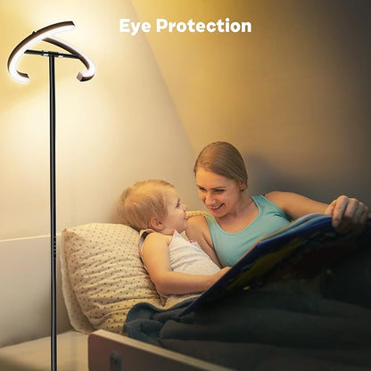 SIBRILLE Upgraded RGBCW Floor Lamp, Bright Color Changing RGB Standing Lamp, Modern Stepless Dimmable LED Tall Lamp with Remote Control, 20W 3000-6000K Floor Lamps for Living Room, Bedroom, Office