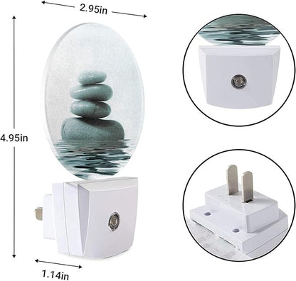 EKOBLA Zen Stone Plug-in LED Night Light, Oriental Spa Style, Dusk to Dawn Sensor, Warm White Soft Glow, Minimalist Home Decor, Housewarming Gifts for Bathroom Bedroom