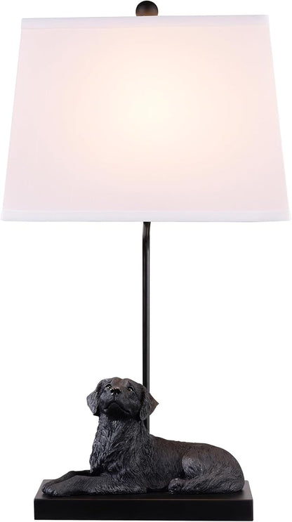 YANIC Desk Lamp with Black Dog Statue, Resin Lamp for Bedroom, 3 Way Dimmable Rotary Switch, Home Décor Accents for Living Room, Office, Dormitory, Reading Room (24061)