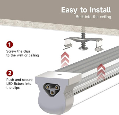 2-Pack 3FT LED Shop Lights, 30W 4680LM 6000K Super Bright, T8 Integrated Tube Lights, 270 Degree Lighting for Garage Warehouse