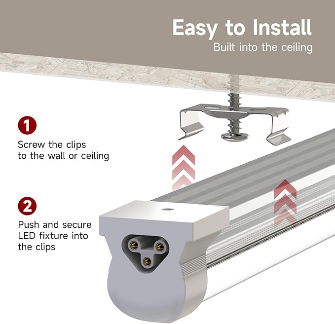 (12 Pack LED Shop Light 4FT, 40W 5200LM 5000K (Super Bright White), T8 LED Tube Light, Clear Cover, 270 Degree Lighting for Garage Warehouse Workshop Basement