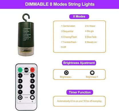 Purple Orange Curtain Lights Battery Operated Halloween 300 LED Hanging Curtain Lights with Remote 8 Modes Timer for Wedding Halloween Party Decór (9.8ft×9.8ft)
