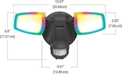 HALO ESF Motion Smart WiFi Color Changing Connected by WiZ Pro LED Security Floodlight for Outdoors - Black - ESF2ARGBWMBL-WIZ