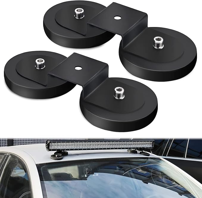 Nilight 2PCS Magnetic Base Light Bar Mounts Universal Fit Strong Sucker Holder W/Rubber Boot for LED Pod Work Lights Auxiliary Driving Lamp on Roof Hood of Off Road Truck SUV Tractor Golf Cart Boats