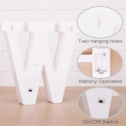 Small Led Marquee Letters, Light Up Letters, 8.58 Inch Led Letter Lights, Battery Powered Lighted Sign for Table, Party, Birthday, Christmas Decor (Letter W)