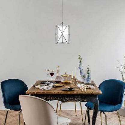 Modern Mini Pendant Light in Brushed Nickel Finish with Frosted Glass Shade 1-Light Adjustable Cylinder Pendant Lighting Fixture for Kitchen Island Sink Dining Room Counter Farmhouse