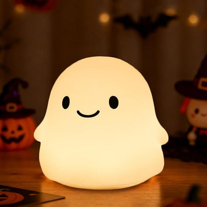 Ghost Night Light, Squishy Halloween Gifts with 50Hrs Battery, Tap Control 2 Brightness, 30Min Auto-Off, Rechargeable Cloud Lamp for Kids Bedroom, [Mothers Day Gifts]