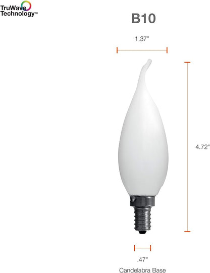 Sylvania LED TruWave Natural Series Décor B10 Light Bulb, 60W Equivalent Efficient 5.5W, 500 Lumens, Candelabra Base, Dimmable, Frosted, 5000K, Daylight - 2 Pack (40782)