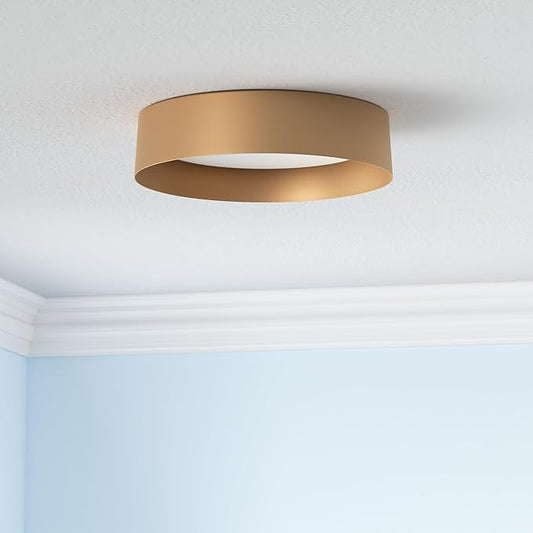 Bargeni Flush Mount Ceiling Light, 16.5 inch LED Ceiling Light Fixture, Polished Gold Finish, Dimmable/3000K/18W, Outdoor Flush Mount Lighting Fixture