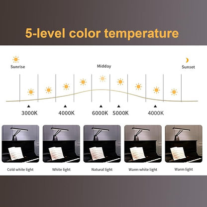 Professional LED Piano Lights for Upright Piano - Piano Lamps with Ambient Light, Favorite Mode, Eye-Care, 5 Levels Color Temperatures, 5 Levels Dimming, Steady Base, Black(Updated Version)