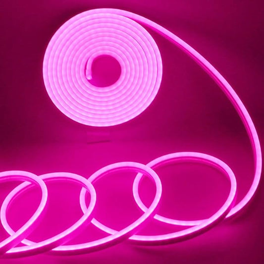 YM E-Bright Pink Led Neon Strip Lights Without Power Supply, 12V Indoor Outdoor Rope Silicone 16.4Ft 600SMD Waterproof Flexible for Signboard Kitchen Bedroom Bar Home Building Party Events Decoration
