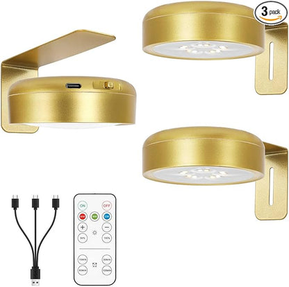 Picture Light for Wall with 2500mAh Rechargeable Battery,Wireless Painting Art Display Lighting for Portait Frame Gallery Poster with Remote ,3 Lighitng Colors&Dimmable Timer for Living Room Bedroom