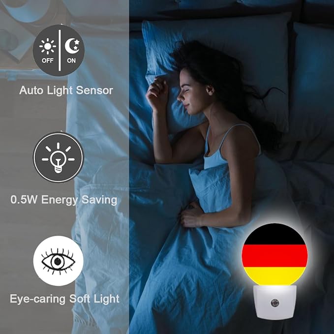 Germany Flag Night Light Auto Sensor Led Dusk to Dawn Lamp Home Decor for Men Women