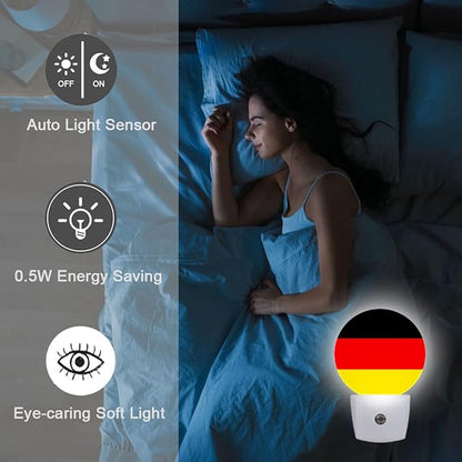 Germany Flag Night Light Auto Sensor Led Dusk to Dawn Lamp Home Decor for Men Women