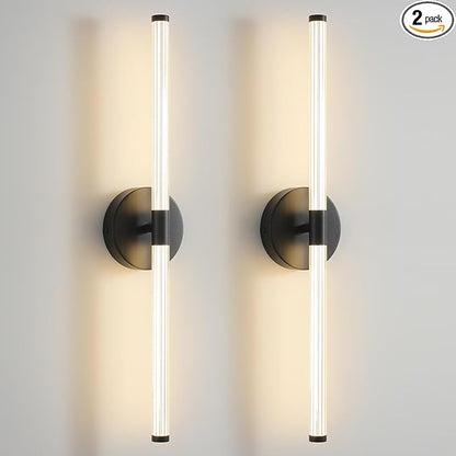 KUZZULL Wall Sconces Set of Two Matte Black LED Wall Lights Modern Linear Sconces Lighting Indoor Sconces Wall Decor Set of 2 Mounted Lamp for Living Room Wall Scones, Wall Lights Set of 2