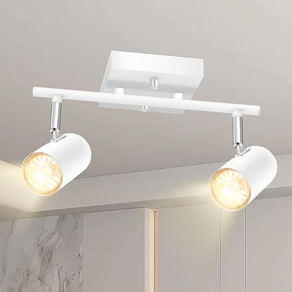 BoostArea 2-Light Track Lighting Kit, LED Track Lighting with GU10 Socket, Flexibly Rotatable Light Heads, Modern Track Lighting Fixtures Ceiling for Kitchen, Bedroom, Living Room, Bulb Not Included