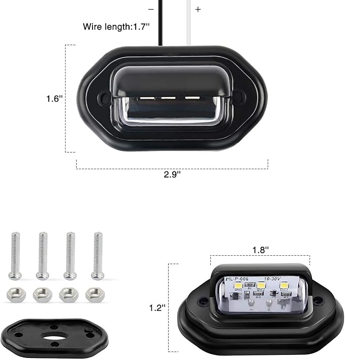 Nilight 2PCS 12V LED License Tag Light Convenience Courtesy Door Step Lights Waterproof Rainproof Dome Cargo Under Hood Legal for Car Truck RV Trailer