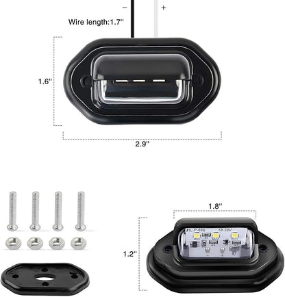 Nilight 2PCS 12V LED License Tag Light Convenience Courtesy Door Step Lights Waterproof Rainproof Dome Cargo Under Hood Legal for Car Truck RV Trailer