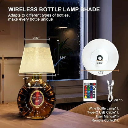 Wireless Bottle Lamp,Small Bedside Table Lamp,RGB LED Bottle Light with Remote Dimmable(RGB Gold Gray, 1pc)