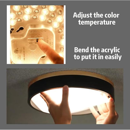 Ken & Ricky Flush Mount Ceiling Light, Dimmable Led Close to Ceiling Light Fixtures for Kitchen Bathroom Bedroom Hallway 5cct (Black, 16 Inch)