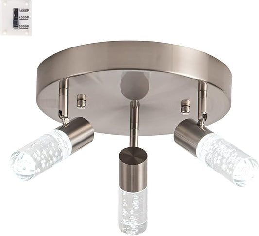 Directional Flush Mount Ceiling Spot Light Fixture,3D Generation Canopy Switch Dimmable 3000k 4000K 6000K Color Change Track Lighting Kit,Rotatale Ceiling Track Lighting Fixture for Dining Room…
