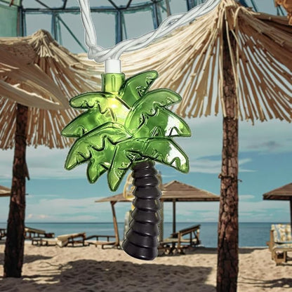 Palm Tree String Lights Outdoor, Summer Beach Themed Decoratives String Lights with 10 Palm Tree Patio Light, Plug in Indoor Fairy Lights for Outdoor Indoor Beach Tropical Party Bedroom Birthday Decor