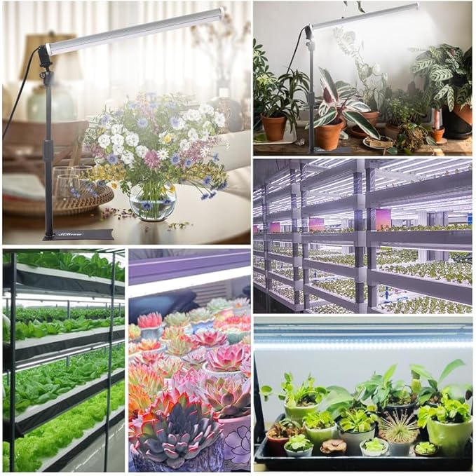 Standing LED Grow Light，Adjustable T12 Bar Plant Light, White 6500K Full Spectrum Plant Grow Lamp on Stand for Indoor Plants Seed Starting, Seedlings, Veg, Flower