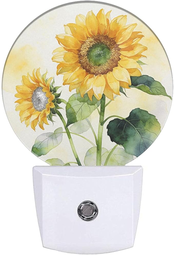 Sunflower Night Light Life is Better with Friends Friendship Plug-in Nightlight Energy Saving 0.5W LED Lighting for Boys Girls Men Women