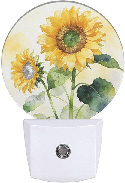 Sunflower Night Light Life is Better with Friends Friendship Plug-in Nightlight Energy Saving 0.5W LED Lighting for Boys Girls Men Women