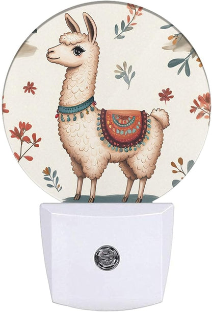 EKOBLA Llama Plug-in Night Light, Cute Alpaca & Cactus Tropical LED Nightlight with Dusk to Dawn Auto Sensor for Home Indoor Decor