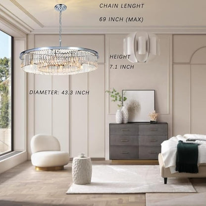 Chrome Crystal Chandeliers Modern Contemporary Ceiling Lights Fixtures Pendant Lighting for Dining Living Room Chandelier D43