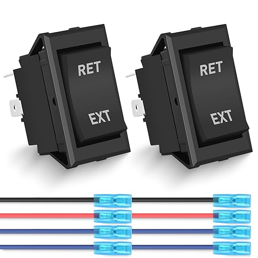 Nilight RET EXT Reverse Polarity Toggle Switches 2PCS On Off On DPDT 3 Position 12VDC Motor Control Power Jack Leveling Momentary DPDT 4Pin 20A Switch w/Jumper Wire for Tongue Trailer