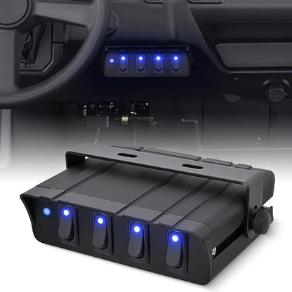 Nilight 4 Gang Rocker Switch Box Waterproof SPST Toggle Panel Blue LED 12V 24V 20A 40Amp Max for Automotive Cars Vehicles Boats RVs Campers SUVs