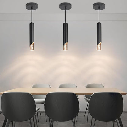 3 Pack Minimalist Kitchen Island Pendant Lights, Black Modern Linear Hanging Light Fixture, Bubble Acrylic, Adjustable 2700K/4500K/6500K, LED Ceiling Lamp for Dining Room, Bedside, Bathroom, Bar