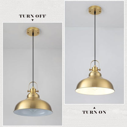 Gold Pendant Lights, 11.41 Inch Gold Pendant Light Kitchen Island, Dome Pendant Lights 2 Pack, Farmhouse Kitchen Pendant Light for Kitchen Island, Dining Room, Living Room