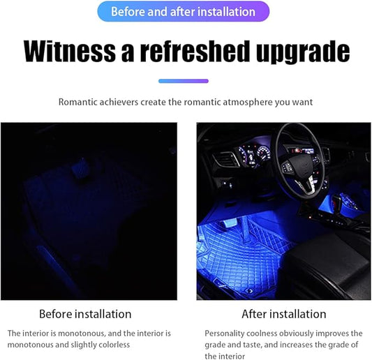 Car LED Atmosphere Lights, Auto Interior Decorative Lamp with Cigarette Adapter Plug, Under Dash Ambient Night Light 12V Car Charger, Vehicle Accessories for Truck, SUV, Sedan (Blue)
