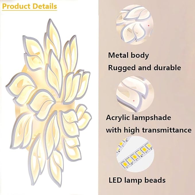 110W Dimmable LED Ceiling Light with Remote Control Ceiling Lapm Modern 15-Leaf Acrylic Chandelier 39.37in for Bedroom Living Room Dining Room Office Kitchen