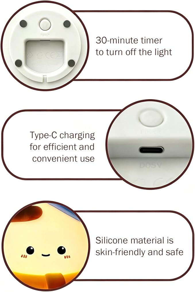 IN HAPPY Cute Snowman Night Light for Kids, Squishy Silicone Nursery Lamp, USB Rechargeable Kawaii Cordless Lamp, Home Decor & Christmas Stocking Stuffers Gifts for Toddlers, Girls, Women (Snowman)